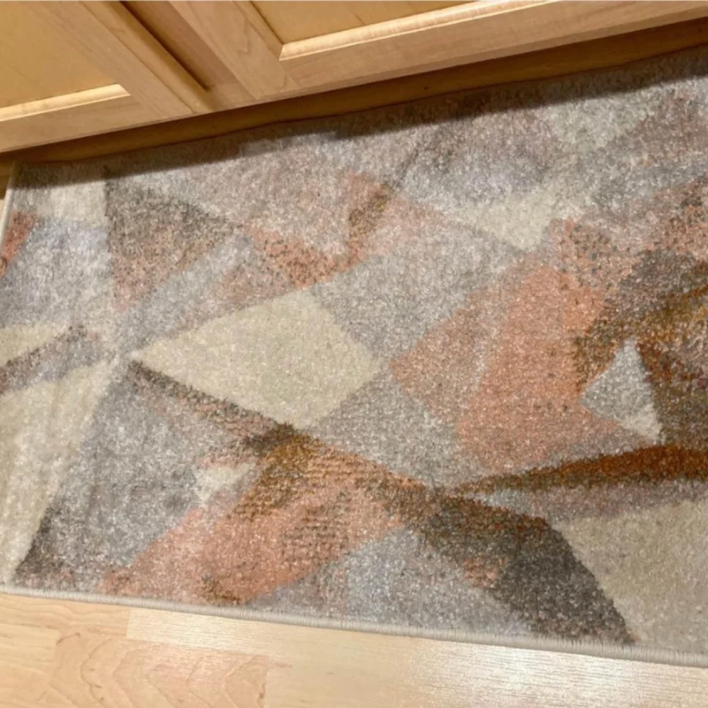 Gray, Cream, & Pink Small Geometric Rug - Picture 8 of 8